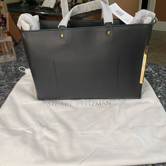 Stuart Weitzman NWT Cheltote Pebble Calf Black Crossbody Messenger Bag 14.5 x 10 - Picture 5 of 11